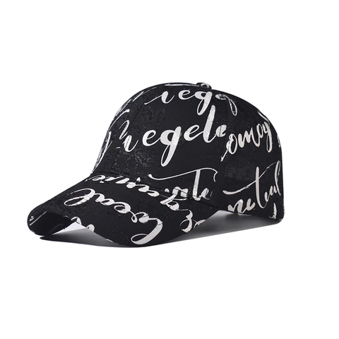 Casquette De Baseball Imprimé Lettres Graffiti Streetwear Réglable Protection Solaire Visière Courbe Unisexe