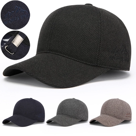 Herren Winter Baseballkappe Warm Verdickte Wollmütze Ohrenklappen Hut Outdoor Sport Winddicht Verstellbare Baumwolle