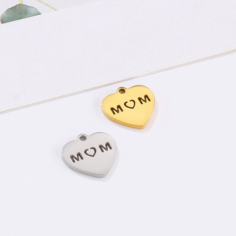 Colgante Corazón Mom Calado Acero Inoxidable Charms Huecos Para Hacer Joyas Diy Collar Pendiente Regalo Día De La Madre