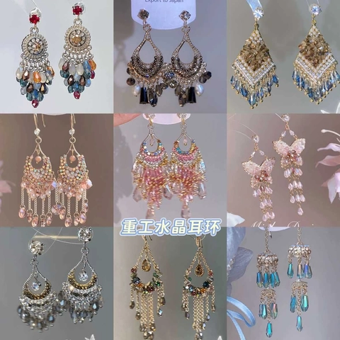Orecchini Pendenti Con Cristalli Boho Vintage Strass Farfalla Goccia D'acqua Gioielli Con Perno In Argento