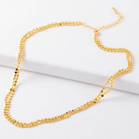 Collar de Cobre de Doble Capa con Pequeños Discos para Mujer Diseño de Nicho Minimalista Cadena de Clavícula Joyería