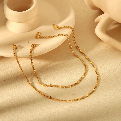 18K Verguld Roestvrij Staal Ronde Bloemen Gegraveerd Armband Enkelband Voor Vrouwen Minimalistisch Verstelbare Ins Sieraden