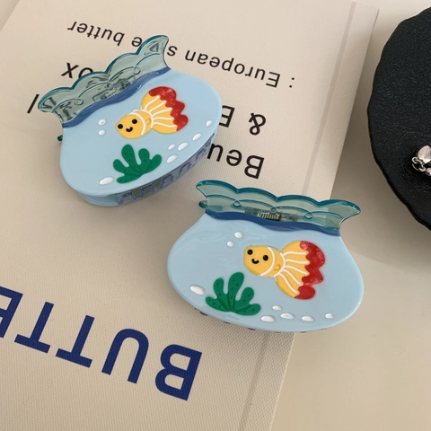 Creative Fish Tank Goldfish Cellulose Acetate Hair Claw Clip For Women Unique Aquarium Design Large Summer Hair Accessories