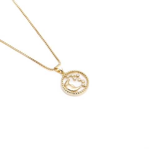 Collier Pendentif Étoile Lune Cuivre Zircone Plqué Or Chaîne De Boîte Bijoux Célestes Minimalistes Pour Femmes
