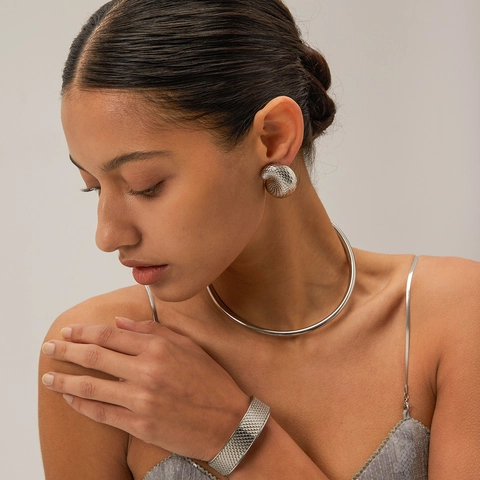Designer Edelstahl Fischschuppen Ohrringe Ringe Set Für Damen 18K Vergoldet Versilbert Einzigartige Textur Modeschmuck Zubehör