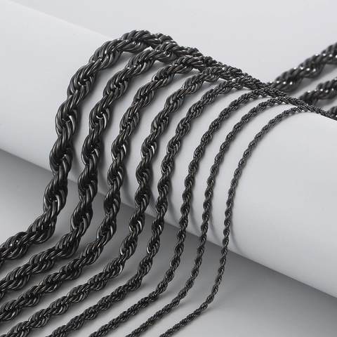 Rope Chain Necklace 304 Stainless Steel Twisted Design Minimalist Hip Hop Jewelry For Men Women Lobster Clasp