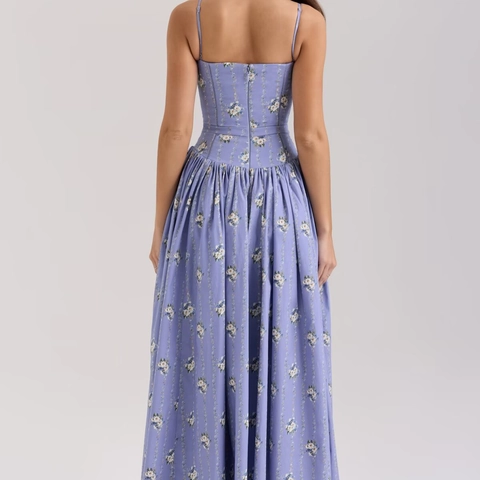 Elegantes Französisches Florales Maxikleid Hohe Taille Ärmelloses Camisole Langes Kleid Polyester Mit Spitzenbesatz