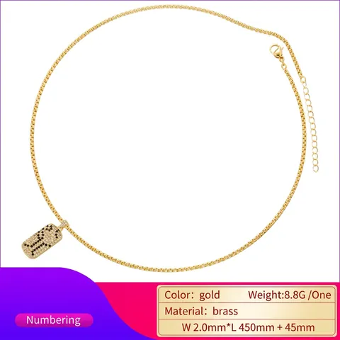 Hip Hop Streetwear Copper Inlaid Zirconia Square Bar Pendant Necklace Individualistic Geometric Gold Silver Neck Chain For Women