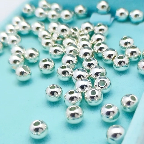 Round Smooth Solid Copper Spacer Beads Gold Plated Loose Beads For DIY Jewelry Making Handmade Jewelry