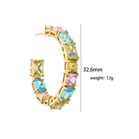 Bunte Zirkonia Ohrringe Und Ringe Geometrische Kupfer Vergoldet Romantischer Modeschmuck Für Damen Süße Elegante Accessoires