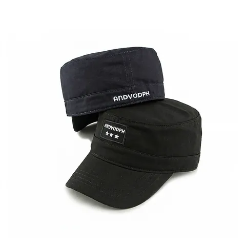 Unisex Cotton Cadet Cap Military Style Flat Top Hat Sunshade Outdoor Breathable Embroidered Patch Stars