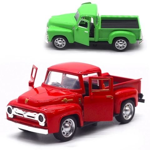 1:32 Modellino Di Pick-Up Vintage In Lega Giocattolo Classico Retrò Auto A Frizione Con Porte Apribili Per Bambini Collezionisti