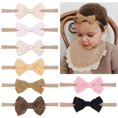 Bandeau À Nœud En Dentelle Pour Bébé Filles Bandeau Cheveux En Nylon Doux Très Élastique Pour Nouveau-Né Coiffure Douce