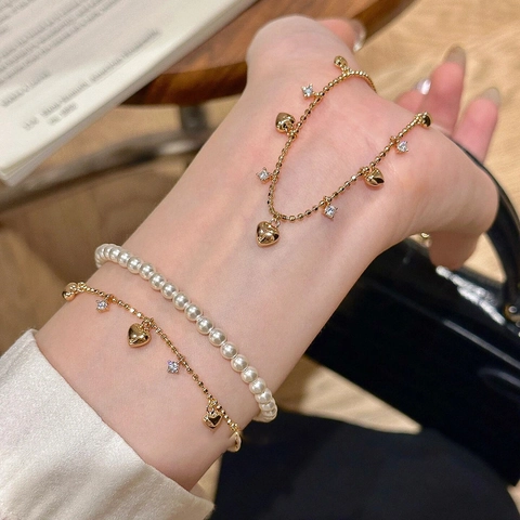 Pulsera De Cobre Elegante Con Circonita En Forme De Corazón Para Mujer Estilo Dulce Cadena Ajustable Joyería De Moda Regalo