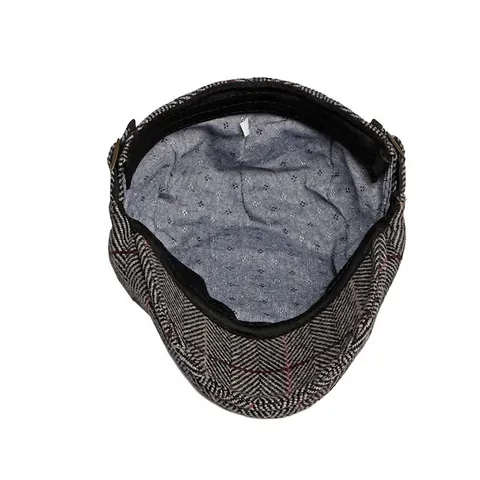 Retro Schiebermütze Herren Britisch Vintage Newsboy Hut Verstellbar Polyester Tweed Muster Patchwork Vorwärts Kappe