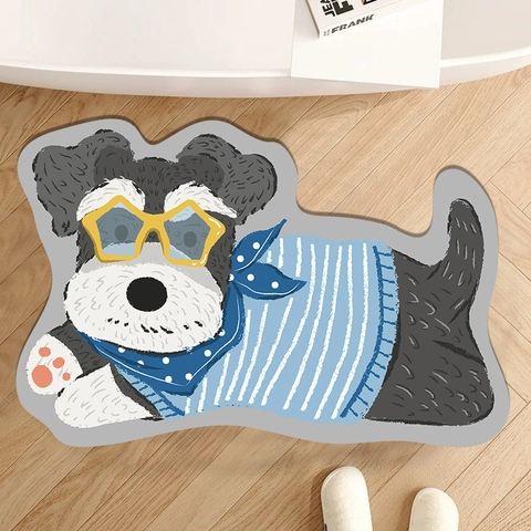 Cartoon Animal Shaped Bathroom Mat Diatomite PVC Absorbent Anti-Slip Quick Dry Floor Rug Home Entrance Decoration