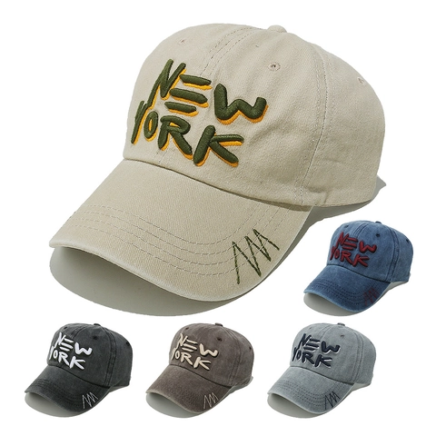 Cappello Da Baseball Con Ricamo Lettere New York Cotone Lavato Retrò Cappello Protezione Solare Unisex
