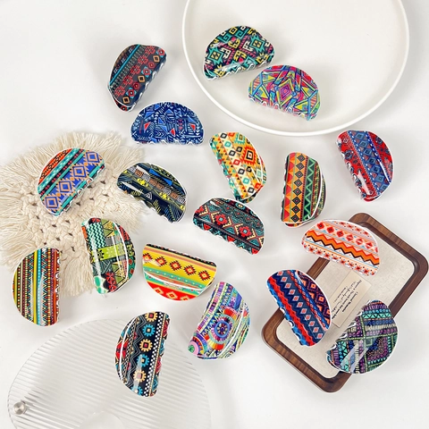 Böhmische Geometrische Haarspange Acryl Große Haarklammer Handgefertigter Ethno Stil Haarschmuck Für Frauen