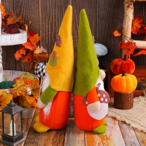 Gnomos De Otoño Enanos De Peluche Adornos Tela Fieltro Sin Cara Con Maíz Bellota Para Decoración Del Hogar Cosecha