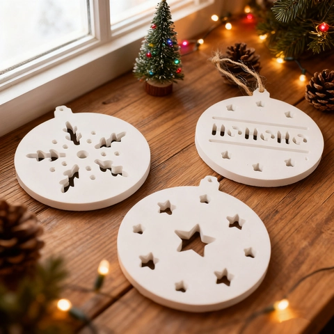 Christmas Silicone Mold Round Pendant Tag Snowflake Star HOHOHO Pattern DIY Resin Epoxy Crafting Tool