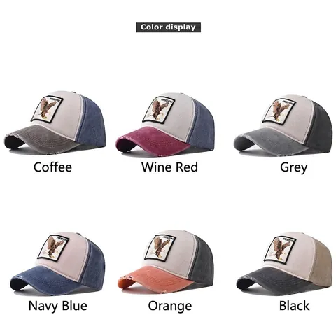 Adler Stickerei Gewaschene Baumwolle Baseballkappe Distressed Patch Trucker Hut Freedom Schriftzug Für Erwachsene Unisex