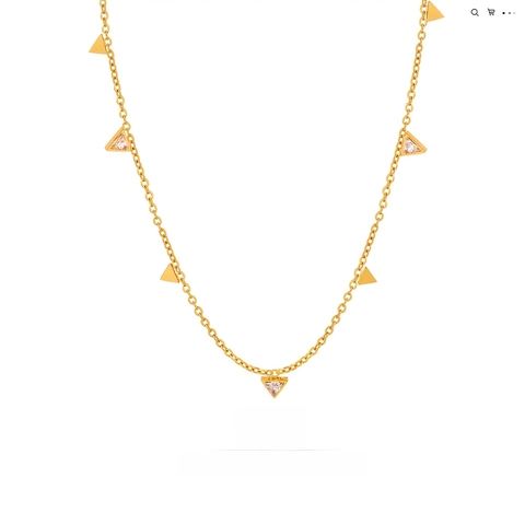 Minimalist Triangle Pendant Necklace Titanium Steel 18K Gold Plated Zircon Inlaid Geometric Clavicle Chain For Women