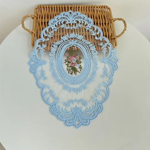 Vintage Geborduurde Kant Placemat Retro Opengewerkt Bloemvaas Mat Decoratieve Bruiloft Feest Tafelmat Fotografie Attributen Onderzetter