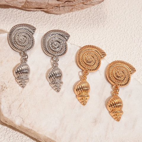 Muschel Schnecke Hängeohrringe Mit 925 Sterling Silber Stecker Legierung Metall Vintage Ozean Stil Für Damen