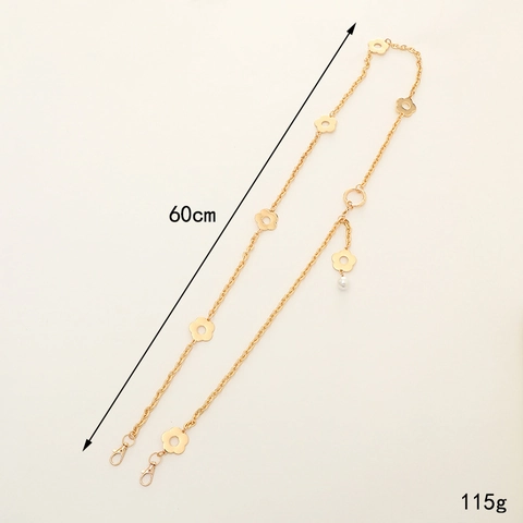 Catena Tracolla in Metallo con Fiore di Prugno Cordino per Telefono Tracolla per Borsa con Ciondolo a Perla Artificiale per Donna