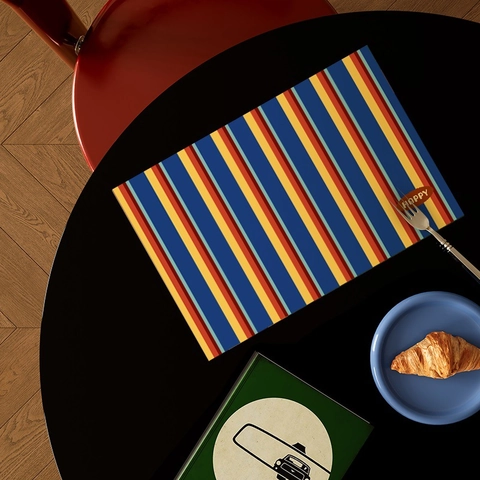 Tovagliette Impermeabili Antiolio PVC Consistenza Pelle Resistenti Al Calore Moderne Geometriche Strisce Cucina Tavolo