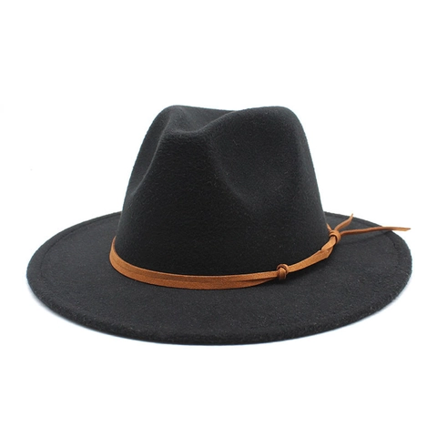 Classic Fedora Hat Wool Felt Wide Brim British Style Vintage Jazz Cap For Men Women With Decorative Belt