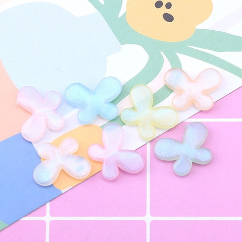 Butterfly Resin Beads Glitter Macaron Colors DIY Jewelry Making For Bracelet Hair Rope Phone Case Cartoon Style