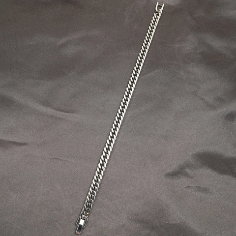 Bracciale a Maglia Cubana in Acciaio al Titanio Minimalista Unisex Catena Lucida Gioielli Hip Hop Regalo per Uomo Donna