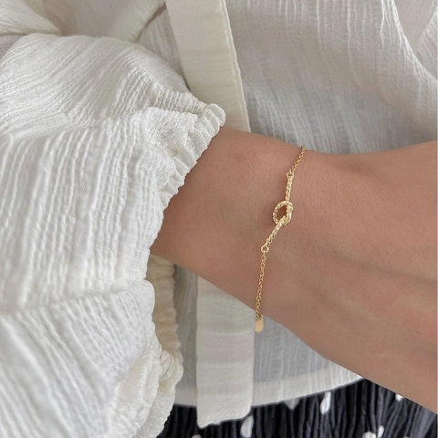 925 Sterling Silver Knot Bracelet Minimalist Twisted Chain French Style Jewelry For Women