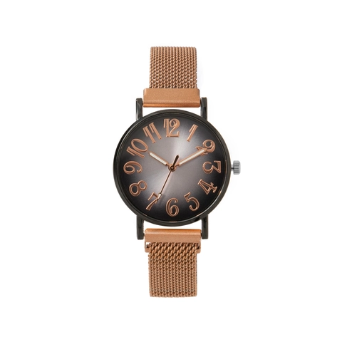 Women Quartz Watch Stainless Steel Milanese Mesh Strap Magnetic Clasp Analog Casual Fashion Simple Round Dial Arabic Numerals