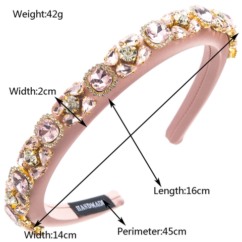 Luxury Rhinestone Padded Headband Wide Crystal Hair Hoop Sparkling French Style Elegant Hair Accessories For Women