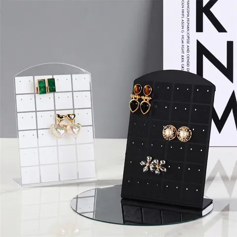 Acryl Ohrring Display Ständer Mehrere Löcher L-Förmig Ohrstecker Aufbewahrungsregal Schreibtisch Schmuck Vitrine Vertikal