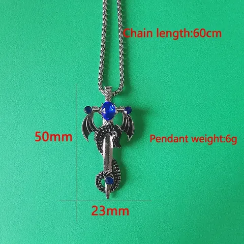 Draak Om Zwaard Hanger Ketting Legering Kunstmatige Edelsteen Vintage Hip Hop Fantasy Sieraden Voor Heren Dames