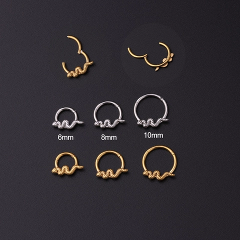 Aro De Nariz Forma De Serpiente Acero Inoxidable Pendientes Septum Piercing Punk Gótico Joyería