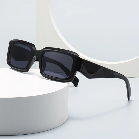 Retro Rechteckige Sonnenbrille Kunststoffrahmen PC Gläser UV400 Schutz Streetwear Geometrische Bügel Trendige Brillen