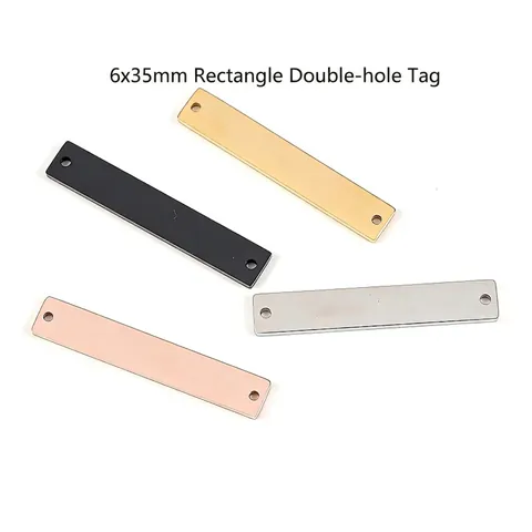 Roestvrijstalen Rechthoekige Bar Connector Gepolijst Spiegel Blanco Label Dubbel Gat Voor DIY Armband Ketting Sieraden Maken