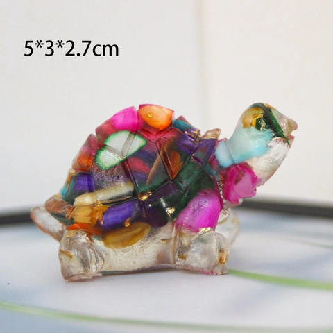Statuetta Tartaruga Resina Cristallo Naturale Pietra Frantumata Foglia D'oro Miniatura Animale Decorazione Scrivania Ornamento Casa Regalo