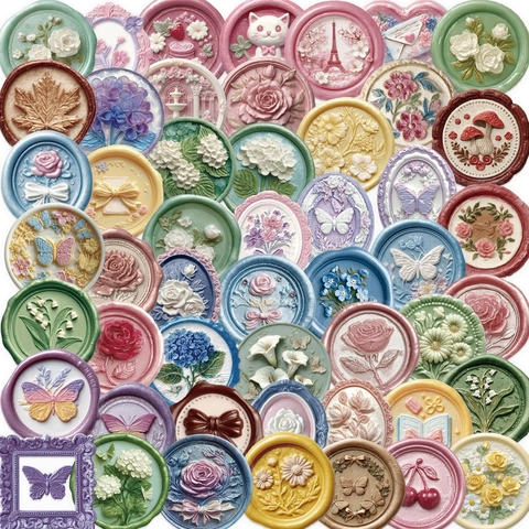 Adesivi Stile Sigillo Di Cera In Rilievo 3D PET Impermeabile Trasparente Etichette Decorative Per Scrapbooking DIY Artigianato