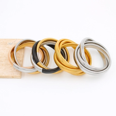 Brazalete Enrollado Tubogas De Varias Capas De Acero Inoxidable Impermeable Joyas De Lujo Retro Minimalistas Para Mujeres
