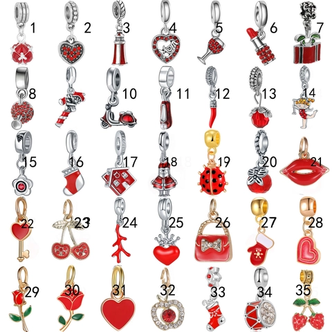 Colgantes Esmalte Rojo Diamante Imitación Corazón Fresa Navidad Charms Para Hacer Joyas DIY Collares Pulseras