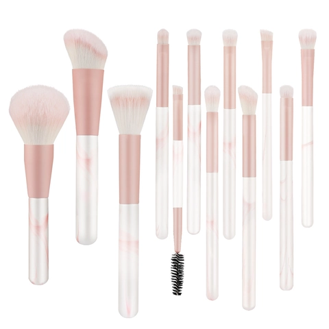 Professional Marble Pattern Makeup Brush Cosmetic Tool Set Synthetic Fiber Hair Wooden Handle Brushes With Storage Bag For Daily Travel Women Beauty Accessories
