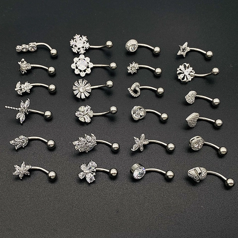 Piercing Ombelico Acciaio Chirurgico 316L Gioielli Con Pendente Cuore Farfalla Zirconia Per Donna Moda