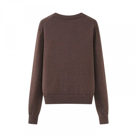 Cardigan In Maglia Retrò Con Motivo A Rombi Girocollo Maniche Lunghe Con Bottoni Maglione Caffè Vintage
