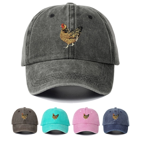 Berretto da Baseball Vintage in Cotone Lavato Con Ricamo Gallo per Uomo Donna Regolabile Casual da Sole All'aperto Dad Hat