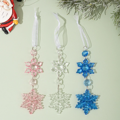 Pendenti Fiocco Di Neve Di Natale Acrilico Colorato Esagonale Decorazione Per Albero Sospeso Ornamento Festa